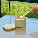 Açucareiro Lume Bege com Tampa de Bambu 200ml