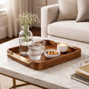 Bandeja em MDF e Metal Marrom 45,5cm G