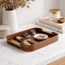 Bandeja em MDF e Metal Marrom 38,5cm P