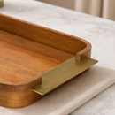 Bandeja em MDF e Metal Marrom 38,5cm P