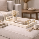 Bandeja em MDF e PU com Alças Cinza 52cm G