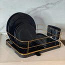 Escorredor de Louças Preto e Dourado com Bico