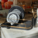 Escorredor de Louças Preto e Dourado com Bico