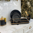 Escorredor de Louças Preto e Dourado com Bico